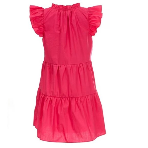 Girls Size Large A Loves A Hot Pink Berry Ruffle Cap Sleeve A-Line Tiered Dress - Picture 2 of 5